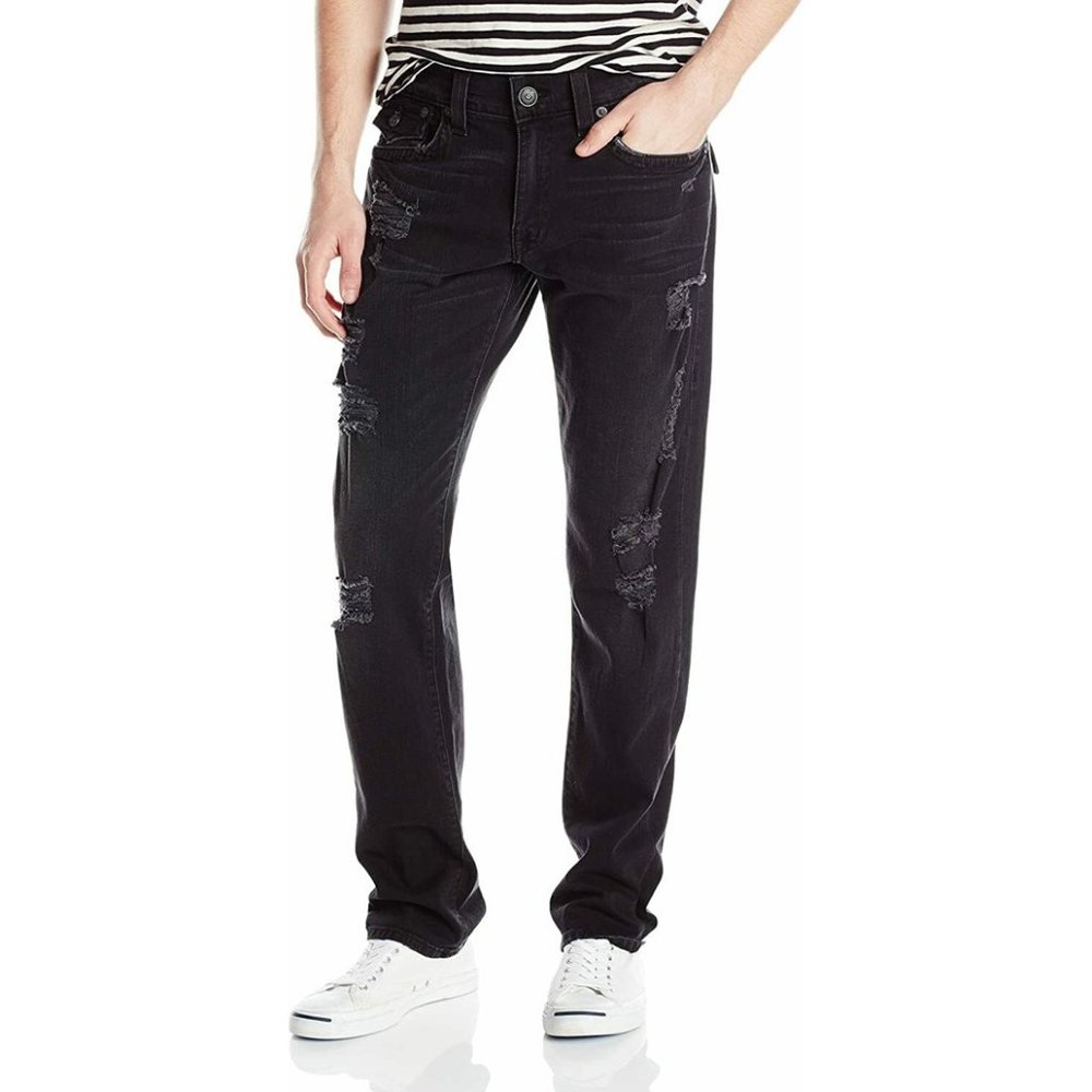 True Religion Men's Geno Slim Fit Stretch Distress Jeans w/ Rips